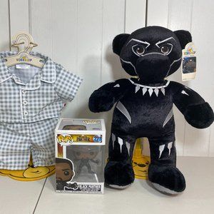 NEW Build A Bear Marvel Avengers Black Panther w/ Pajamas & Funko Pop Figure